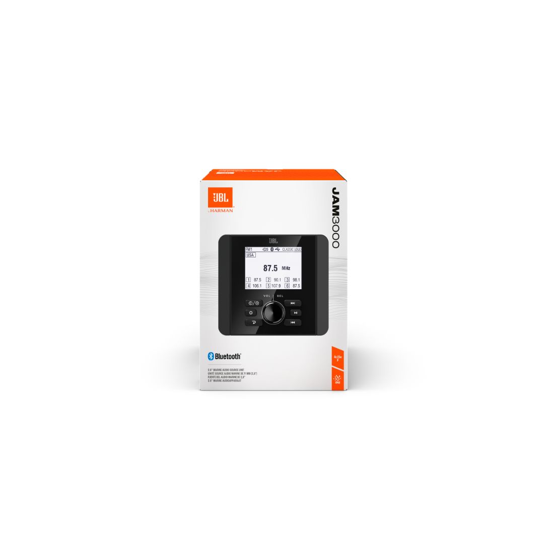 JBL JAM 3000, Marine Audio Source Unit, IP66, 2.8″,BT, USB, FM, JBL JAM 3000, Marine Audio Source Unit, IP66, 2.8″,BT, USB, FM,